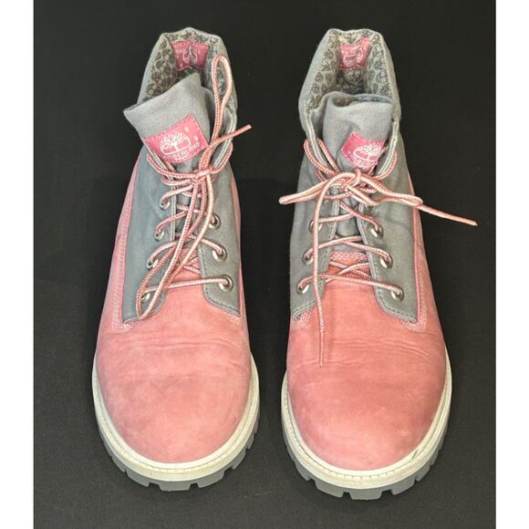Timberland Shoes - Timberland Women's Pink/Grey Suede Leather Lace Up Chelsea Ankle Boots Size 6M